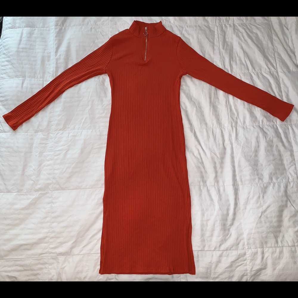 Mock neck midi dress